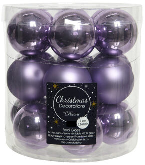 Decoris Kleine kerstballen - 36x st - lila paars - D4 cm - glas - kerstversiering