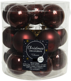 Decoris Kleine kerstballen - 36x st - mahonie bruin - D4 cm - glas - kerstversiering