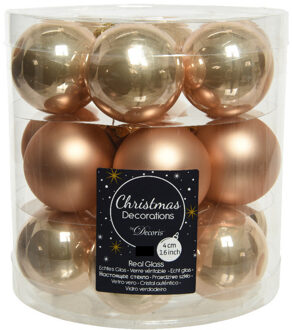 Decoris Kleine kerstballen - 36x st - toffee bruin - D4 cm - glas - kerstversiering