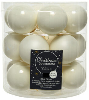 Decoris Kleine kerstballen - 36x st - wol wit - D4 cm - glas - kerstversiering