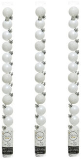 Decoris Kleine kerstballen - 42x stuks - wit - 3 cm - kunststof - onbreekbaar