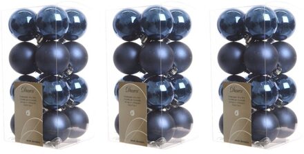Decoris kleine kerstballen - 48x st - donkerblauw - 4 cm - kunststof - onbreekbare kerstballen
