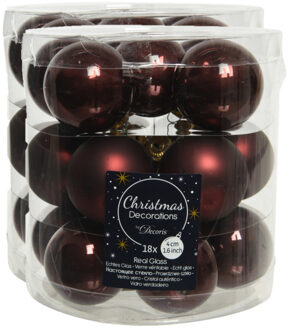Decoris Kleine kerstballen - 54x st - mahonie bruin - D4 cm - glas - kerstversiering