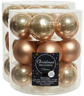 Decoris Kleine kerstballen - 54x st - toffee bruin - D4 cm - glas - kerstversiering