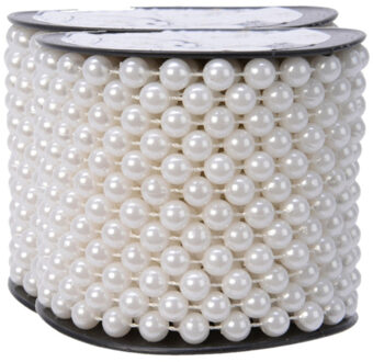 Decoris Kralenslinger - 2x st- wit - 10 m x 0,8 cm - kunststof - kerstslinger