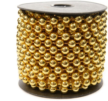 Decoris Kralenslinger - 3x stuks - goud - kunststof - 10 m x 0,8 cm - kerstversiering/guirlandes