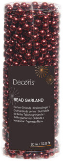 Decoris Kralenslinger - donkerrood/bordeaux rood - 10 meter - kunststof - kerstslinger