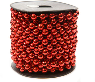 Decoris Kralenslinger - rood - kunststof - 10 m x 0,8 cm - kerstversiering/guirlandes