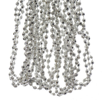 Decoris Kralenslinger - voor kleine kerstboom - zilver - 270 x 0,5 cm - slingers/guirlandes