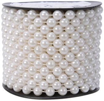 Decoris Kralenslinger - wit - 10 m x 0,8 cm - kunststof - kerstslinger