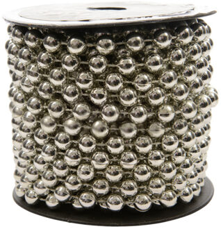 Decoris Kralenslinger - zilver - kunststof - 10 meter x 0,8 cm - kerstversiering/guirlandes
