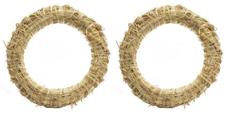 Decoris krans van stro - Set van 6x stuks - 35 x 6 cm - DIY kransen maken - kerst deurkrans/kerstkra