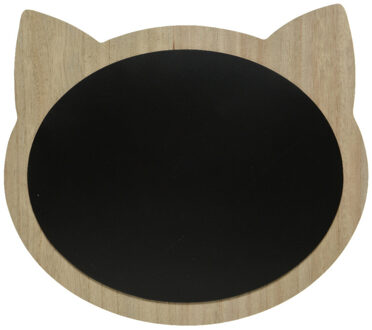 Decoris Krijtbord/memobord Poes/Katten vorm - mdf - ophangoog - 40 x 35 cm - Krijtbordje