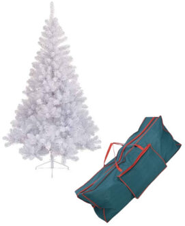 Decoris Kunst kerstboom wit Imperial pine 340 tips 150 cm inclusief opbergzak