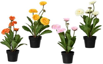 Decoris Kunstbloem Chrysant in pot Ø20xH30cm verschillende