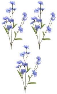 Decoris Kunstbloemen Korenbloem - 8x stuks - centaurea cyanus - takken - paars - 55 cm
