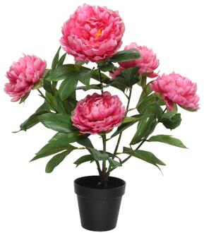 Decoris Kunstplant Pioenroos h57cm fuchsia roze