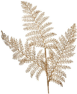 Decoris Kunstplant tak varen - goud - 80 x 30 cm - kunststof - metallic glans - decoratie Goudkleurig