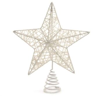 Decoris Kunststof ster piek/kerstboom topper wit 23 cm - kerstboompieken