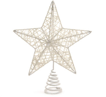 Decoris Kunststof ster piek/kerstboom topper wit 23 cm