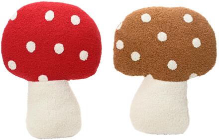 Decoris Kussen paddenstoel polyester 37x32x5cm verschillende