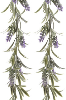 Decoris Lavendel Bloemen slinger - 2x stuks - Paars - kunstplanten - 80 cm