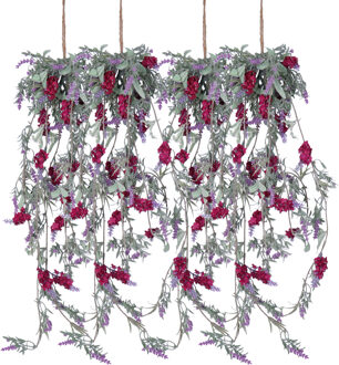 Decoris Lavendel Bloemen slinger - 4x stuks - Licht paars - kunstplanten - 80 cm