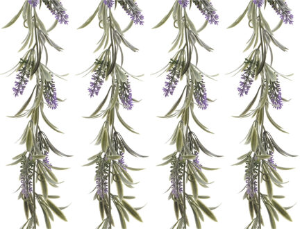 Decoris Lavendel Bloemen slinger - 4x stuks - Paars - kunstplanten - 80 cm