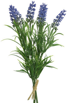 Decoris Lavendel kunstplant/boeket - met strik - 8 x 10 x 21 cm Paars