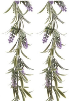 Decoris Lavendel kunsttak kunstplanten slinger - 2x - 180 cm