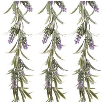 Decoris Lavendel kunsttak kunstplanten slinger - 3x - 180 cm