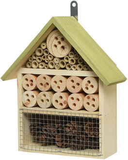 Decoris Lichtgroen insectenhotel huisje 29 cm - Insectenhotel