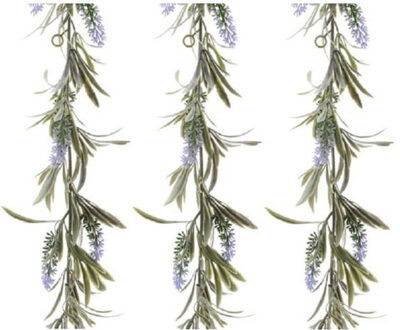 Decoris Lichtpaarse lavendel kunsttak kunstplanten slinger - 3x - 180 cm