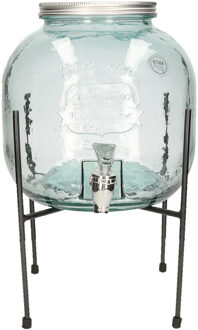 Decoris Limonade/drankdispenser op verhoger - 6 liter - transparant glas - H39 x B25 cm