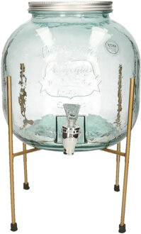 Decoris Limonade/drankdispenser op verhoger - 6 liter - transparant glas - H39 x B25 cm