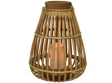 Decoris Lumineo - LED Lantaarn - bamboe - 25 x 25 x 27,5 cm - excl. 3x AAA batterijen