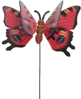 Decoris Metalen vlinder rood 17 x 60 cm op steker