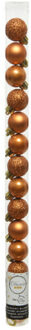 Decoris Mini kerstballen - 14x st - cognac bruin - D3 cm - kunststof - Kerstbal