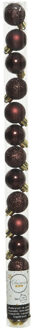 Decoris Mini kerstballen - 14x st - mahonie bruin - D3 cm - kunststof - Kerstbal