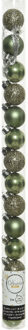 Decoris Mini kerstballen - 14x st - mos groen - D3 cm - kunststof - kerstversiering
