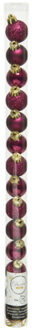 Decoris Mini kerstballen - 14x stuks - framboos roze - Dia 3 cm - kunststof - kerstversiering - klei