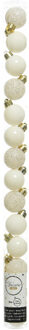 Decoris Mini kerstballen - 14x- wol wit - D3 cm - kunststof