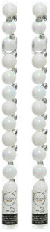 Decoris Mini kerstballen - 28x- parelmoer wit - D3 cm - kunststof