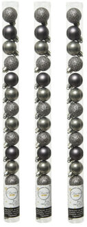 Decoris Mini kerstballen - 42x st - antraciet - D3 cm - kunststof - kerstversiering