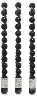 Decoris Mini kerstballen - 42x- zwart - D3 cm - kunststof