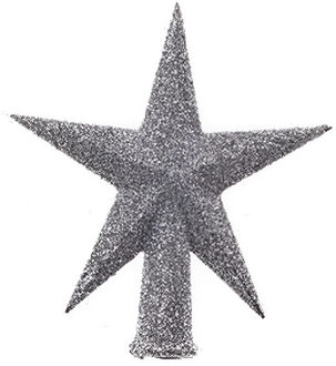 Decoris Mini kerstboom piek - zilver - D12 cm - kunststof - glitter