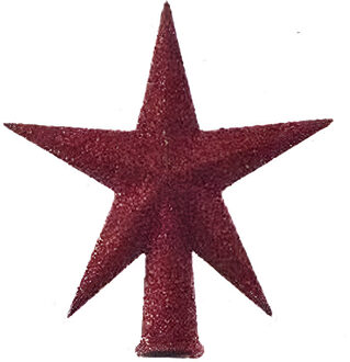 Decoris Mini kerstboompiek rood glitter 12 cm - kerstboompieken