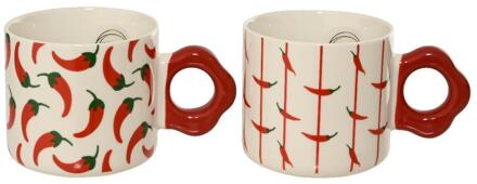 Decoris Mok Peper porselein 2 assorti 13x8,6x8cm wit