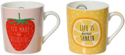 Decoris Mok porselein 250ml aardbei/sinaasappel verschillende