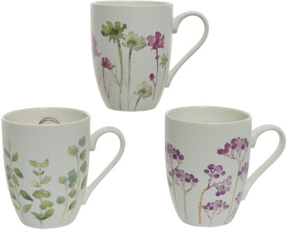 Decoris Mok porselein bloem 8x11x10,5cm verschillende